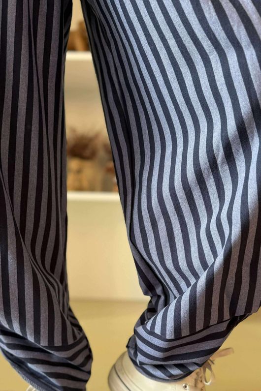 The Sunday Morning Stripe Twist Pant Navy Denim